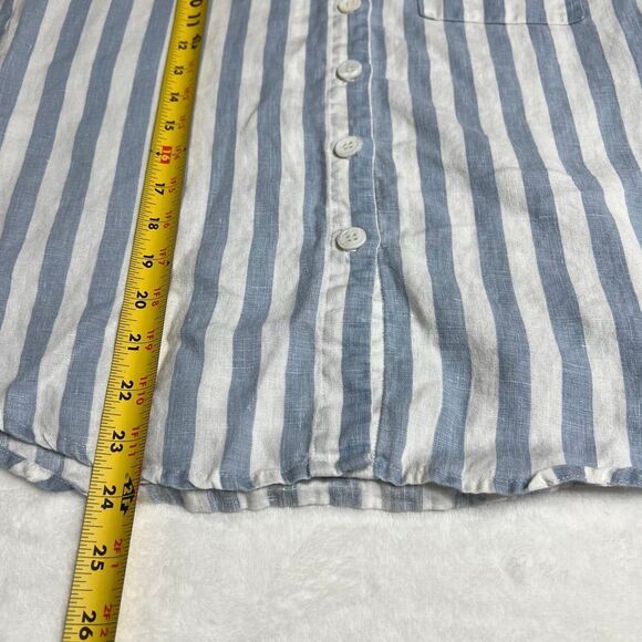 Reformation White and Blue Striped Button Down Shirt Linen Small Women - Picture 8 of 9